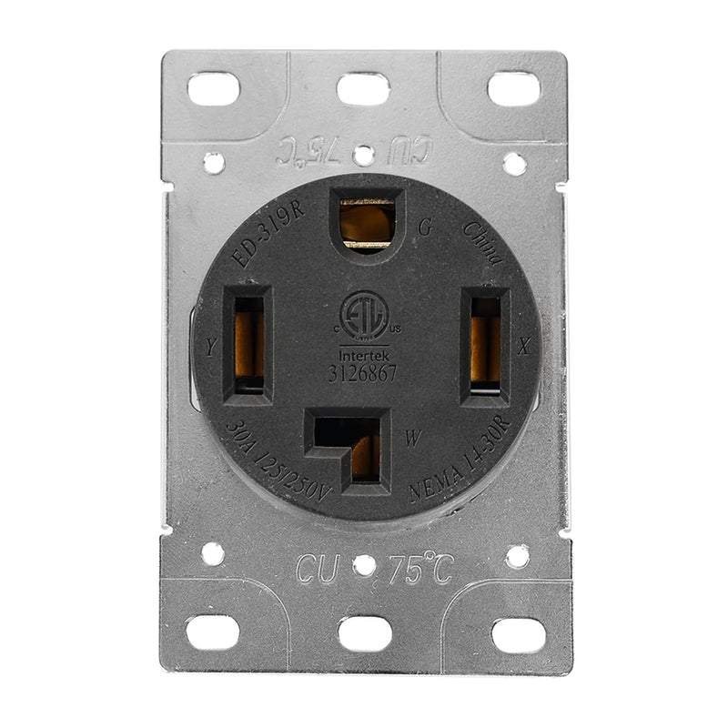 NEMA 14-30R Flush Mount Receptacle Dryer Outlet
