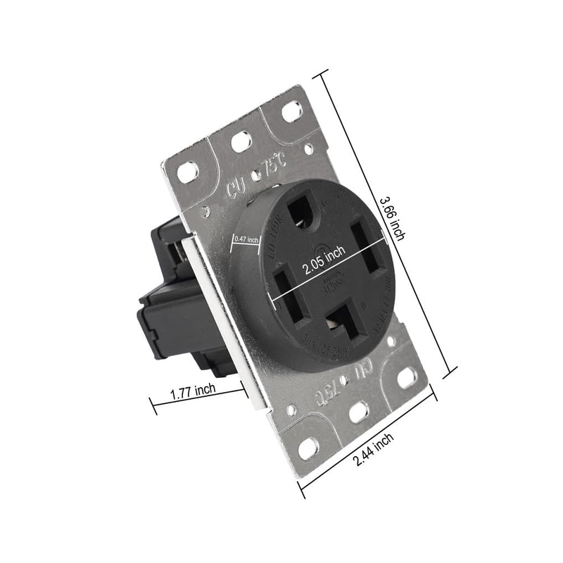 NEMA 14-30R Flush Mount Receptacle Dryer Outlet
