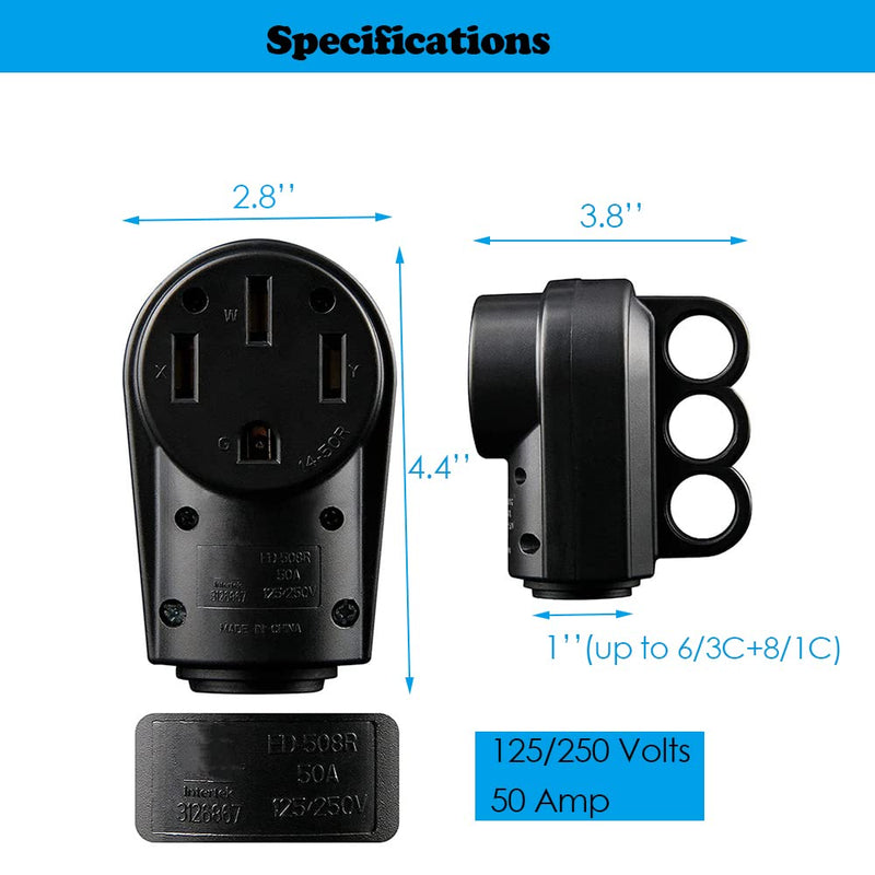 50 Amp RV Receptacle Female Replacement Plug-ED-508R